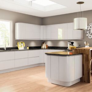 Lacarre Gloss Light Grey Kitchen - a J-Profile kitchen available from shopkitchensonline.co.uk