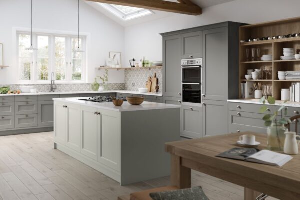 Thornbury Dove Grey _ Thornbury Dust Grey - Real wood timber shaker kitchen, available from shopkitchensonline.co.uk