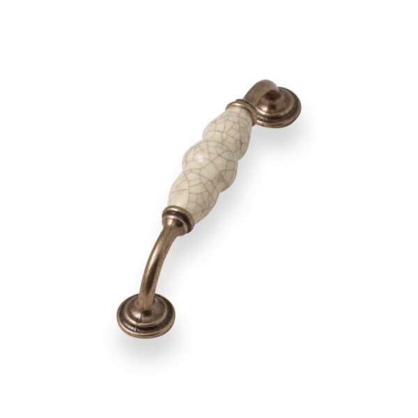 Winchester D Handle, 152mm, Cream/Antique Brass - Kitchen Handles by BA Components, available from shopkitchensonline.co.uk