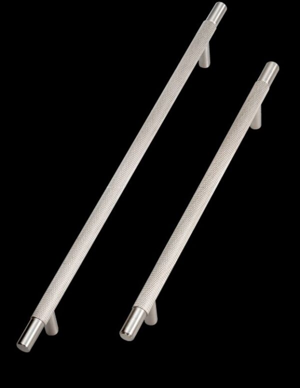Knurled T Bar Handles, 220/284mm, Brushed Nickel - Kitchen Handles by BA Components, available from shopkitchensonline.co.uk